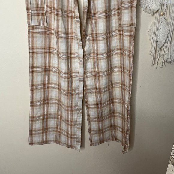 PrettyLittle Thing Ultra High Rise Wide Leg Plaid Women's Pants Size 8 - Picture 4 of 13